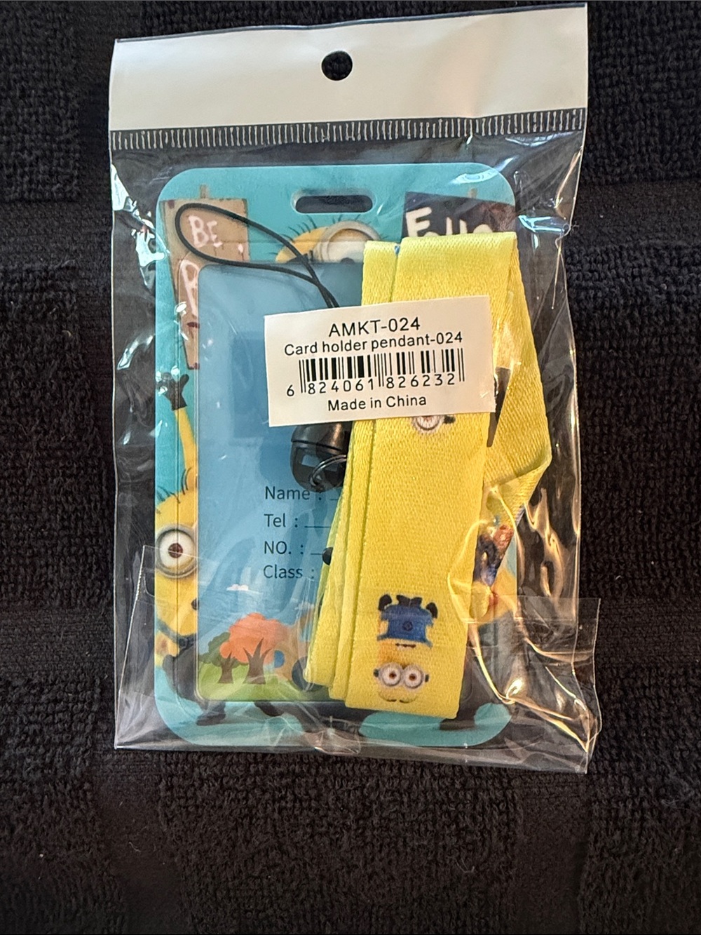 Yellow Kids Card Holder Lanyard with Character Print